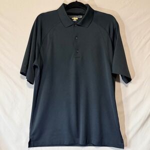 Greg Norman Play Dry Mens Polo Shirt Medium Black Microfiber Short Sleeve Golf